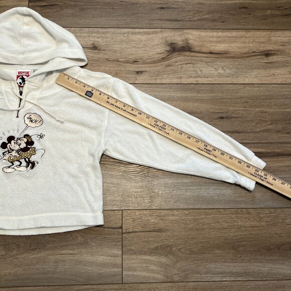 Vintage Mickey Inc Terry Cloth Sweater SZ Medium Cream 1/4 Zip Disney 90s - Picture 7 of 12